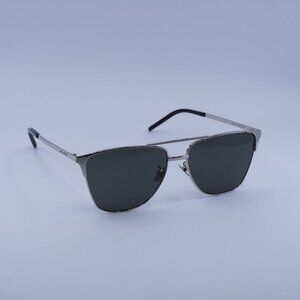 Saint Laurent SL280 003 Sunglasses Silver Aviator Frame, Grey Lenses
